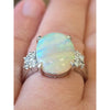Platinum 7 Ct Australian Opal & Natural Diamond Ring