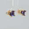 2 Ctw Tanzanite & Natural Diamond Stud Earrings In 14Kt Yellow Gold