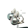 14Kt White Gold & Tahitian Pearl Leverback Earrings With 0.10 Ctw Natural Diamond Accents