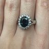 2.2 Ct Sapphire & Natural Diamond Ring in 14Kt White Gold