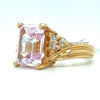 5 Ct Pink Kunzite & 0.10 Ctw Natural Diamond Ring In 14Kt Yellow Gold