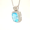 14Kt White Gold & 10ct Checkerboard Cut Topaz Necklace with 1/4 Ctw Natural Diamond Accents