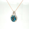 3.5 Ct Topaz & Natural Diamond Pendant & Chain in 10Kt Rose Gold