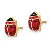 14k Polished Enameled Large Ladybug Post Earrings