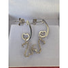 14Kt White Gold Open Heart Natural Diamond Dangle Earrings