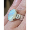Platinum 7 Ct Australian Opal & Natural Diamond Ring