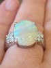 Platinum 7 Ct Australian Opal & Natural Diamond Ring