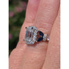 NEW Vera Wang 14Kt White Gold & 2 Ctw LAB Diamond Ring With Sapphire Accents