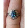 1 Ct Black Opal & Natural Diamond Platinum Ring