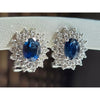 2 Ctw Sapphire & Natural Diamond Leverback Earrings in 14Kt White Gold