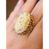 10Kt Yellow Gold & Shell Flower Carving Ring