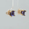 2 Ctw Tanzanite & Natural Diamond Stud Earrings In 14Kt Yellow Gold