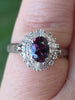 1.02 Ct Color Changing Garnet & Natural Diamond Ring In Platinum