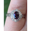 1.02 Ct Color Changing Garnet & Natural Diamond Ring In Platinum