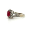 Estate Natural 1 Carat Ruby & Diamond Accent 14Kt White Gold Ring