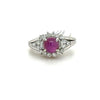 Estate ring 1.56ct natural star ruby & .39ctw diamonds in platinum size 6.5