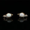 Estate 14k y/gold screw back 5ctw opal & diamond earrings