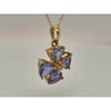 14kt yellow gold 2ctw tanzanite flower pendant w/18in chain
