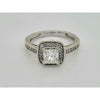 Estate 1 CT Diamond Ring With Princess Cut Center In 14Kt White Gold