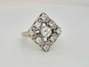 3/4ctw natural diamond diamond shaped cluster estate ring in 14kt white gold