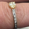 .38ct Natural Yellow Diamond ring & .17ctw natural white diamond accents in 18kt white gold.