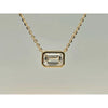 1.5ct emerald cut LAB diamond center set 18in 14kt yellow gold pendant