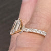 1.5ctw LAB diamond emerald cut hidden halo 14kt yellow gold ring
