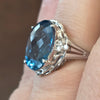 10.1ct checkerboard cut London Blue topaz in Platinum