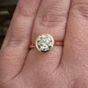 2ct bezel set round LAB diamond in 14kt yellow gold size 7.5