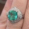 2.86ctw Natural Columbian Emerald .61ctw Natural Diamond In Platinum
