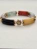 7in Multicolored Jade Bracelet In 10kt Gold