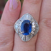 4.6ct Natural Sapphire & 2.38ctw VS Colorless Natural Diamond Ring In Platinum