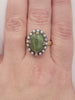 Vintage 10kt Gold Jade Ring With Sea Pearls & Sterling Silver