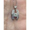 .75ctw Natural Diamond Pendant (.5ctw Center Diamond) In 14kt White Gold With 18in White Gold Chain Weighing 5.95g
