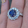 3.05ctw Natural Unheated Color Changing Ceylon Sapphire In Platinum With 1.24ctw Diamond Accents