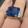 16.76ct ceylon sapphire & 1.30ctw cadillac cut natural diamond accents (E VS2) Plat & 18kt ring