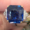 16.76ct ceylon sapphire & 1.30ctw cadillac cut natural diamond accents (E VS2) Plat & 18kt ring