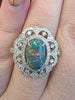 Natural Australian 2.65ctw Black Opal Ring With .92ctw Diamond Accents In Platinum 8.70g  Size 6.5