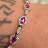 7in 3.5ctw Natural Ruby and 1.2ctw Diamond In 14kt White Gold Bracelet