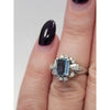 Vintage 1.14ctw aquamarine With .23 Diamond Accents In Platinum Size 5