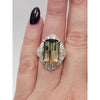 Pixilated Cut Watermelon Tourmaline 11ctw With 1.23ctw Diamond Accent Ring In Platinum Size 5.5