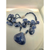 Sapphire Beaded Necklace With Matching Earrings In 14kt White Gold & Diamond Clasps