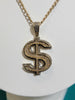 3ctw Of Natural Diamonds On the Dollar Sign Pendant Set In 10kt Gold On 20in Long Chain Weighing 12.07g