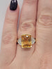 Checkerboard Cut 3.5ctw Citrine & Heart Diamond .1ctw Ring In 14kt Gold Weighing 4.1g