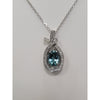 Natural Greenish Blue 1.37ctw Tourmaline With .14ctw Diamond Accents In 18kt White Gold On An Adjustable 18in  Chain Weighing A Total Of 5.5g Comes With GIA Report