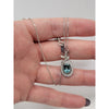 Natural Greenish Blue 1.37ctw Tourmaline With .14ctw Diamond Accents In 18kt White Gold On An Adjustable 18in  Chain Weighing A Total Of 5.5g Comes With GIA Report