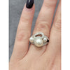 Mikimoto Diamond (VS/D) & Pearl (8.4mm, 5.6mm, 4.6mm) 18kt White Gold Ring Weighing 10g