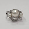 Mikimoto Diamond (VS/D) & Pearl 18kt White Gold Ring Weighing 10g