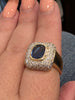 Natural 2.75ctw Sapphire (9mm x 7.7mm) With .75ctw Diamond Accents In 14kt Gold Weighing 9.9g