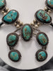 Native American Turquoise and Sterling Silver Squash Blossoms 24in Necklace Weighs 275g